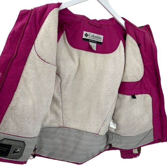 Columbia Waterproof Full Zip Insulated Lined Ski Jacket Pink Brown White Medium - Picture 12 of 16